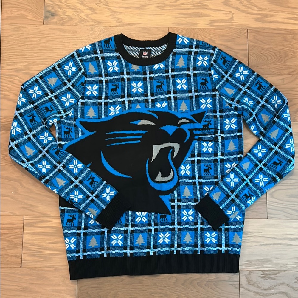 NFL Team Logo Blue Sweater Carolina Panthers